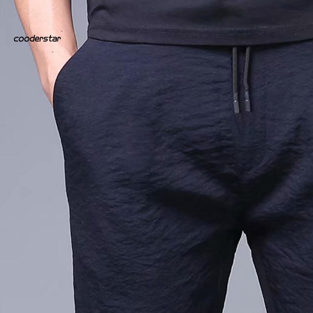 Quần Dài Ống Đứng Vải Lụa Mát Mỏng Phối Dây Rút Thời Trang Mùa Hè Cho Nam