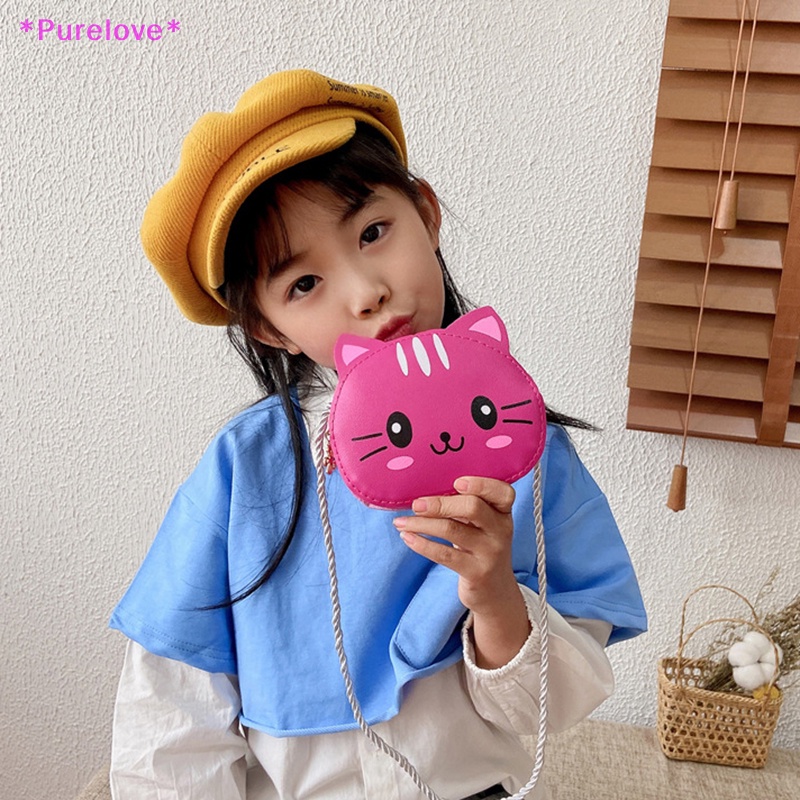 Túi Đeo Chéo Mini Có Khóa Kéo In Hình Mèo Dễ Thương Thời Trang Mùa Hè Cho Bé Trai Và Gái Mới