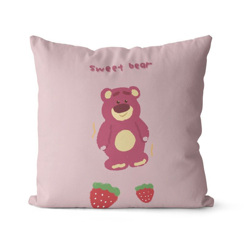 Vỏ Gối 45 X 45Cm In Họa Tiết Trái Dâu Dễ Thương Trang Trí Nhà Cửa Cho Bé Gái Ốp