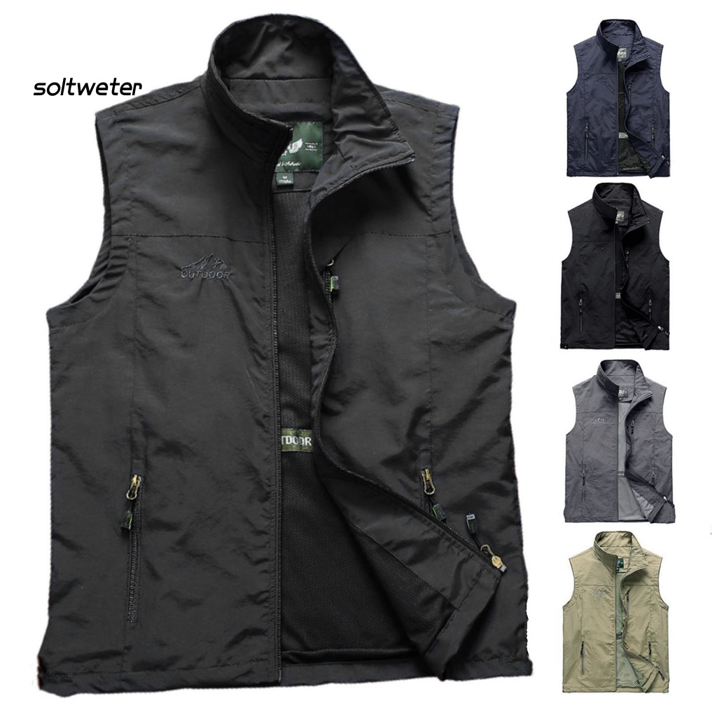 Áo Ghi Lê Không Tay Cổ Bẻ Siêu Mỏng Thoáng Khí Màu Sắc Trơn Dành Cho Nam Giới