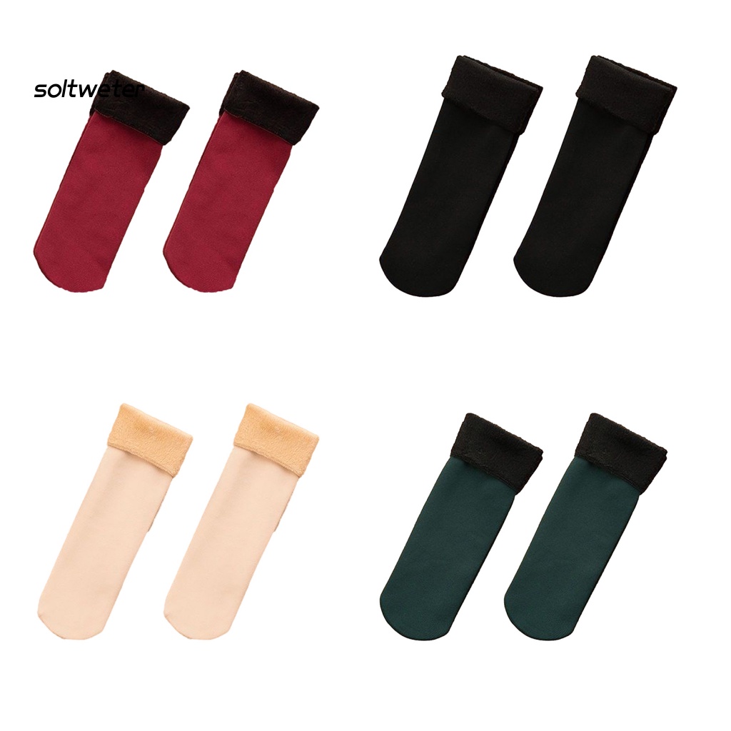 1 Đôi Tất Nhung Dày Giữ Ấm Màu Trơn Độ Co Giãn Cao Thời Trang Mùa Đông Cho Nữ