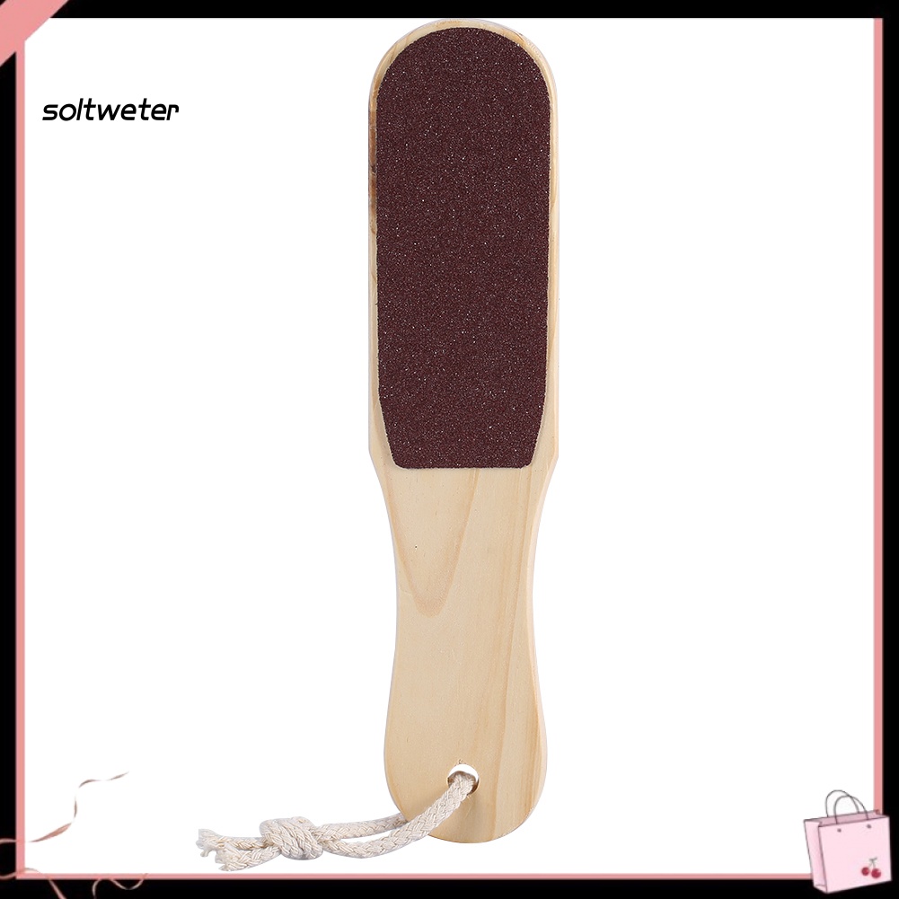 Dụng Cụ Tẩy Tế Bào Chết Cho Bàn Chân 2 Mặt Tay Cầm Bằng Gỗ