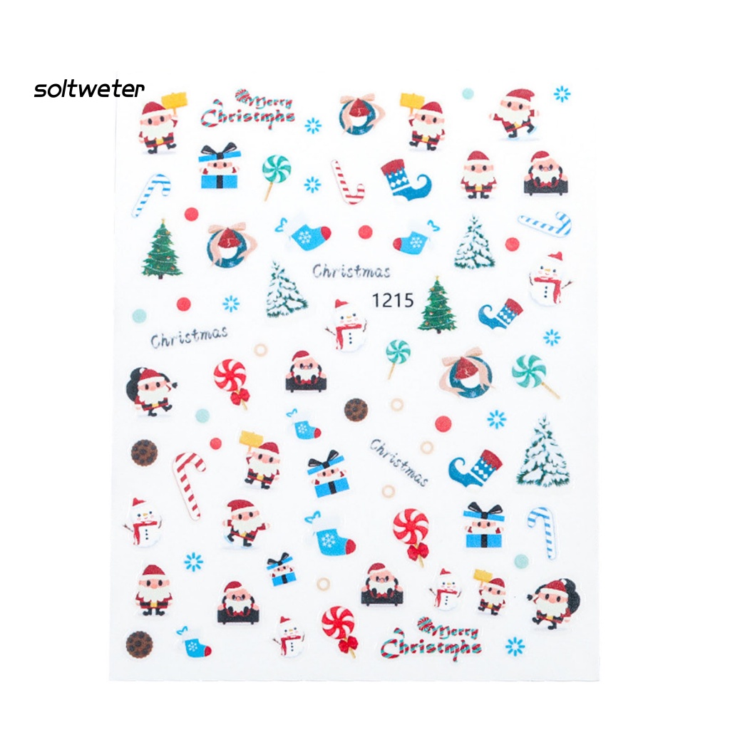Miếng Dán Trang Trí Móng Tay 3D Siêu Mỏng In Họa Tiết Giáng Sinh Dễ Thương Dành Cho Nữ