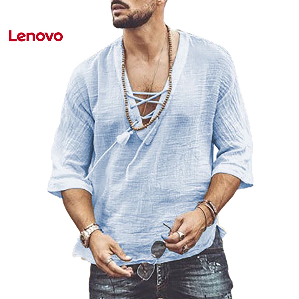 Áo nam Tay Lửng Cổ Chữ V Màu Sắc Thời Trang