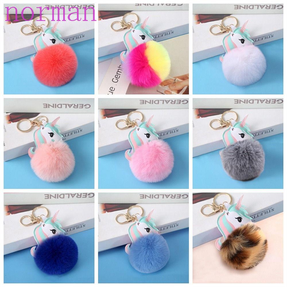 NORMAN Móc Khóa Kỳ Lân Phối Banh Lông Mềm Mại Thời Trang Dành Cho Trang Trí Xe Hơi