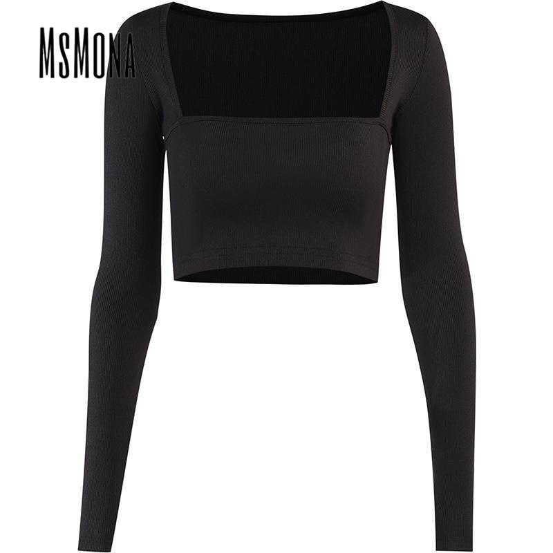 Áo Thun Cổ Vuông Tay Dài Màu Trơn Mỏng Nhẹ Mẫu Mới 2023 Thời Trang Cho Nữ