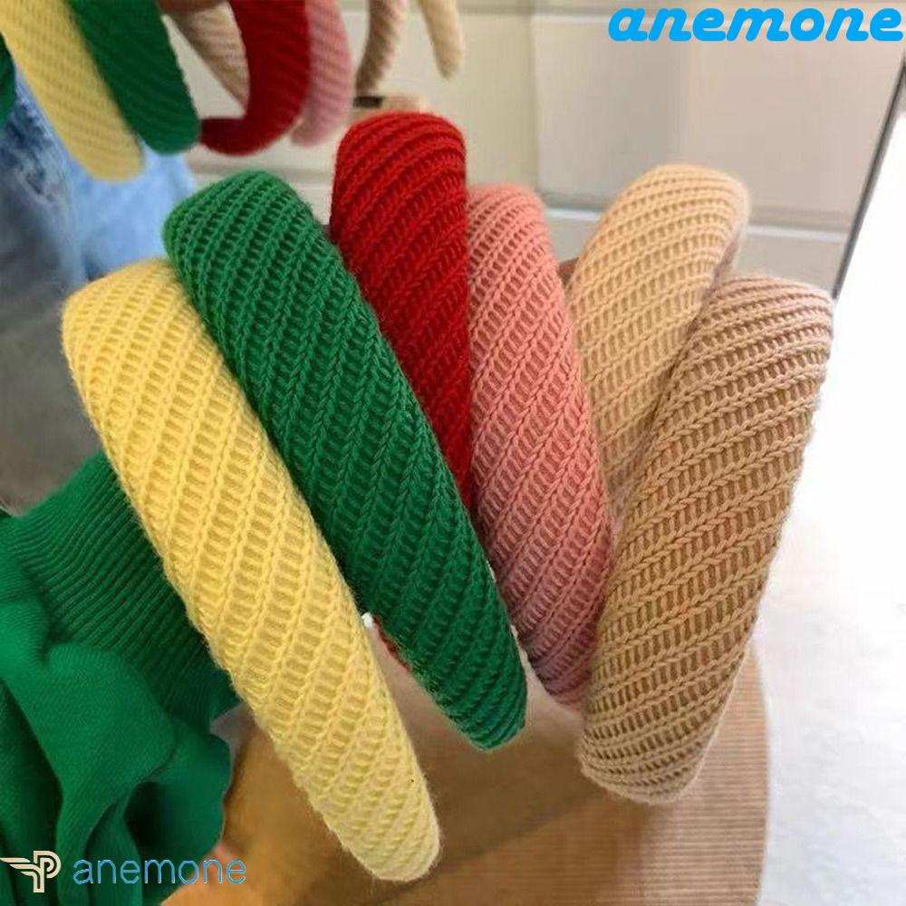 ANEMONE Băng Đô Cài Tóc Dệt Kim Màu Sắc Trơn Phong Cách Cổ Điển Thời Trang Cho Nữ