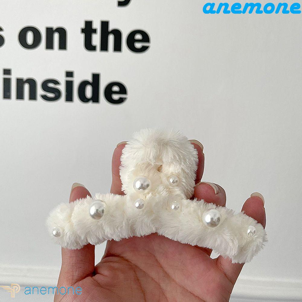 ANEMONE Kẹp Tóc Càng Cua Bằng Lông Nhung Thời Trang Thu Đông Đơn Giản Cổ Điển Dành Cho Bạn Nữ