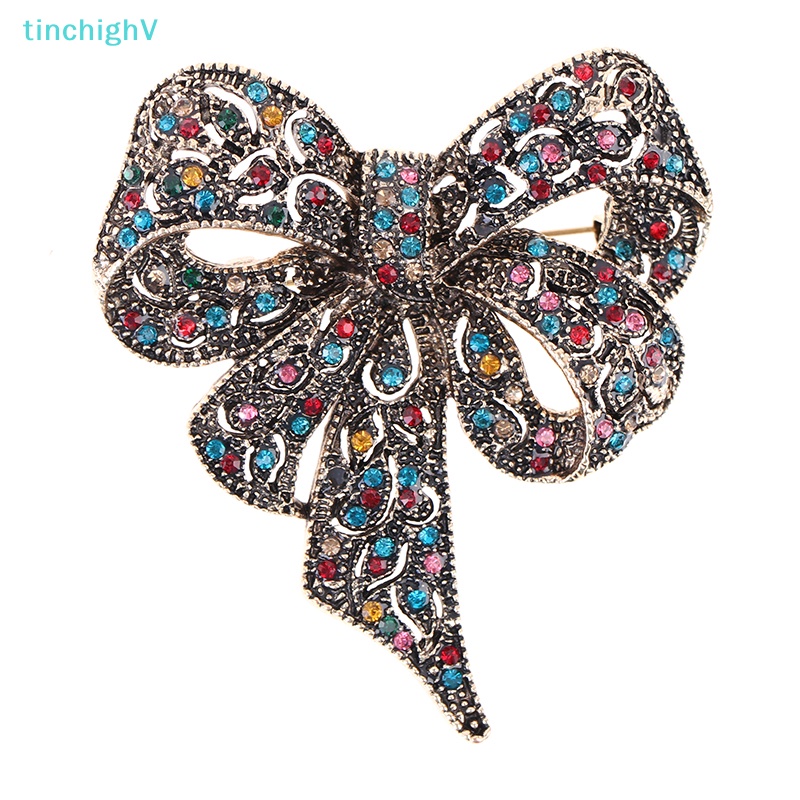 [TinchighV] Ghim Cài Áo Hình Nơ Đính Kim Cương Giả Bằng Kim Loại Cho Nữ