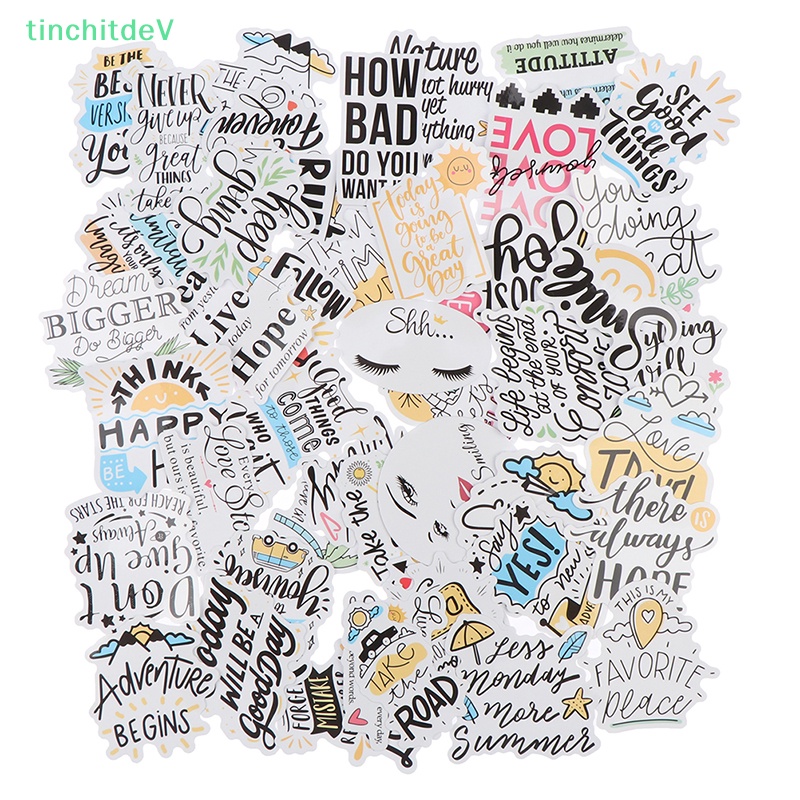 Bộ 50 Sticker Câu Trích Dẫn Động Lực Chống Thấm Nước Dùng Trang Trí Ván Trượt Laptop Diy