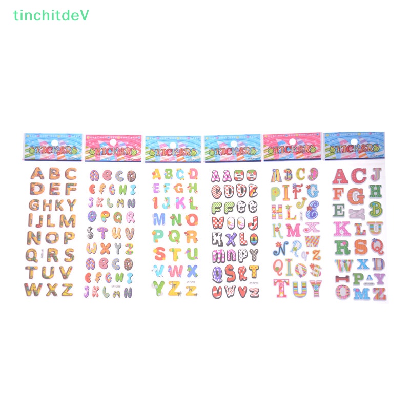 Bộ 6 Tấm Sticker Họa Tiết Chữ Hoạt Hình 3D Trang Trí Sổ Tay