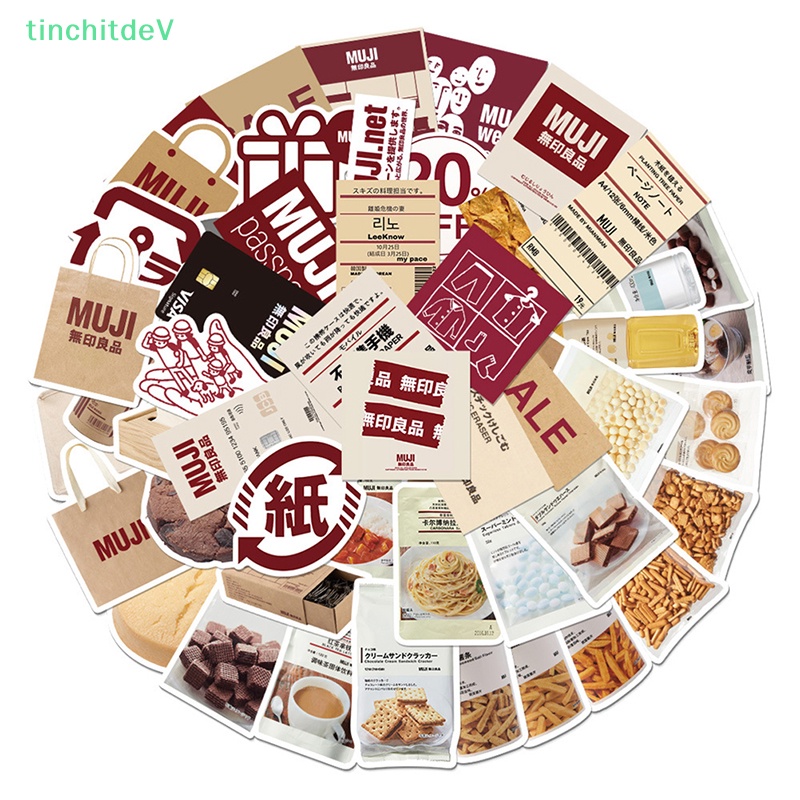Set 58 Nhãn Dán Hành Lý Hình Gấu MUJIs Phong Cách Nhật Bản