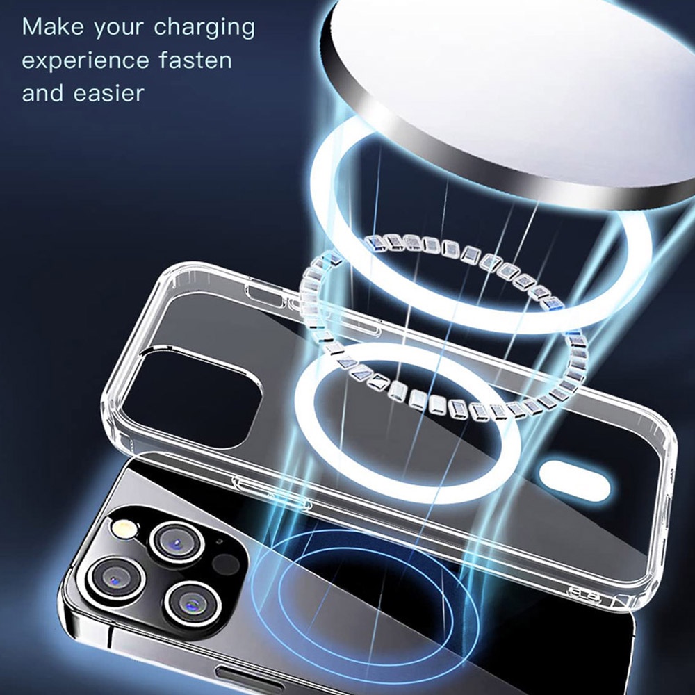 Ốp Điện Thoại TPU Mềm Chống Sốc Trong Suốt Từ Tính Sang Trọng Cho IPhone 14 13 12 11 Pro Max X XR 8 7 Plus