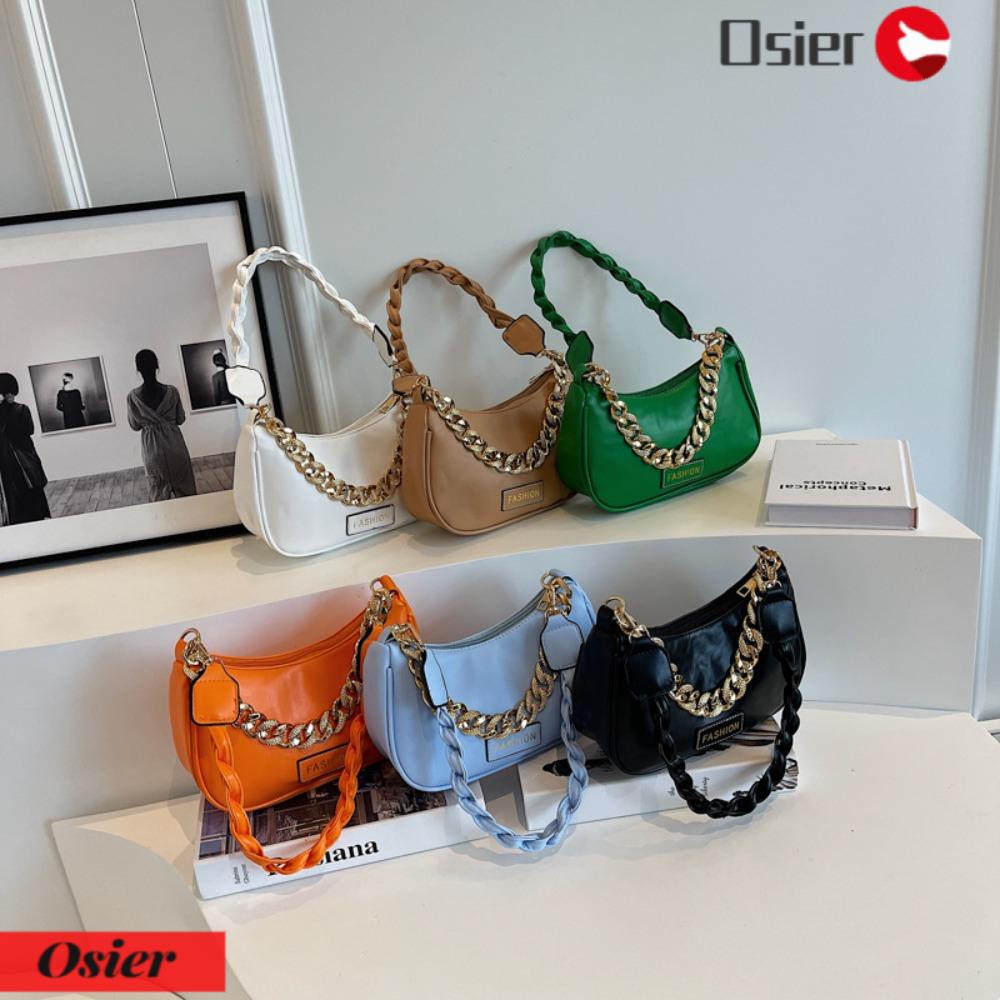 OSIER1 Túi Xách Da PU Màu Trơn Phong Cách Vintage Thời Trang Cho Nữ