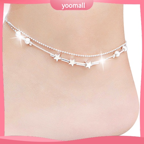 Lắc Chân Mạ Bạc Họa Tiết Bướm / Ngôi Sao / Chuông Thời Trang Cho Nữ