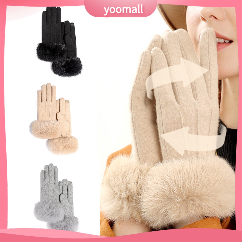 1 Đôi Găng Tay Giữ Ấm Dày Dặn Tiện Dụng Khi Đạp Xe / Trượt Ván Cho Nữ