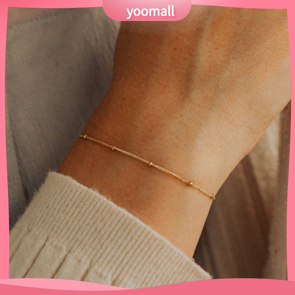 [YM] Vòng Tay Chuỗi Hạt Nhỏ Màu Trơn Chống Mài Mòn Mặc Hàng Ngày Cho Nữ