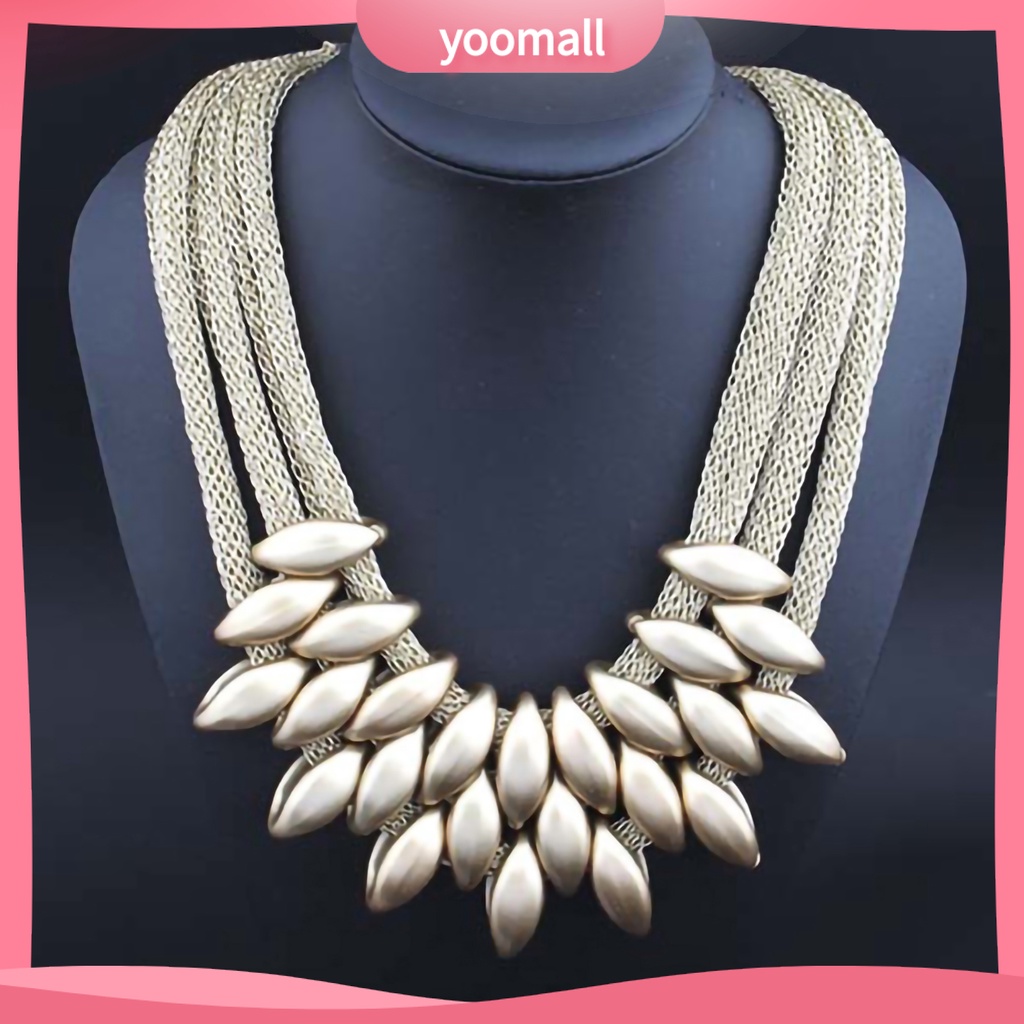 Vòng Cổ Choker Nhiều Lớp Mặt Lá Hợp Kim Cho Nữ