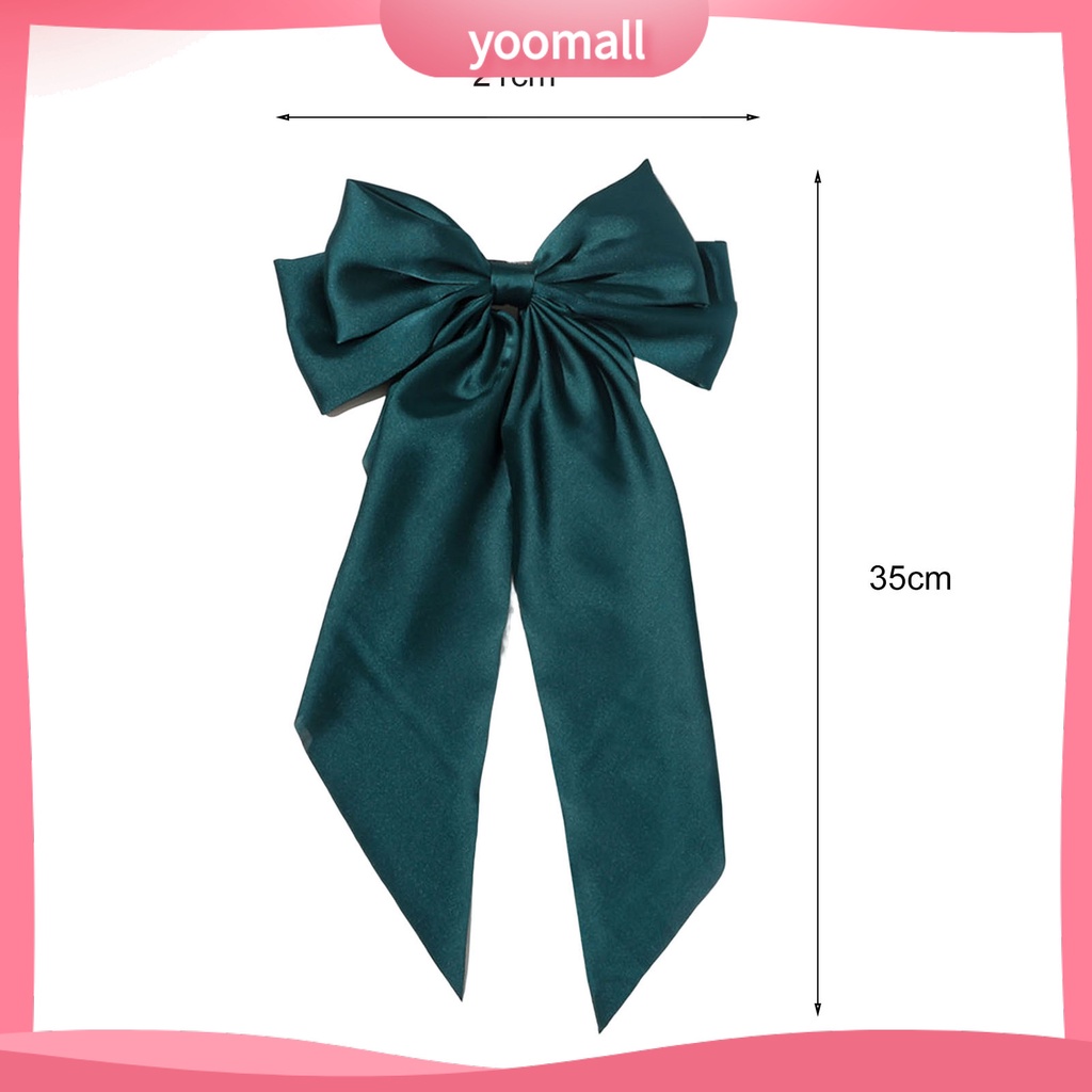 Kẹp Tóc Đuôi Ngựa Bằng Satin Hai Lớp Thắt Nơ Lớn Màu Trơn Thanh Lịch Cổ Điển Dành Cho Bạn Nữ