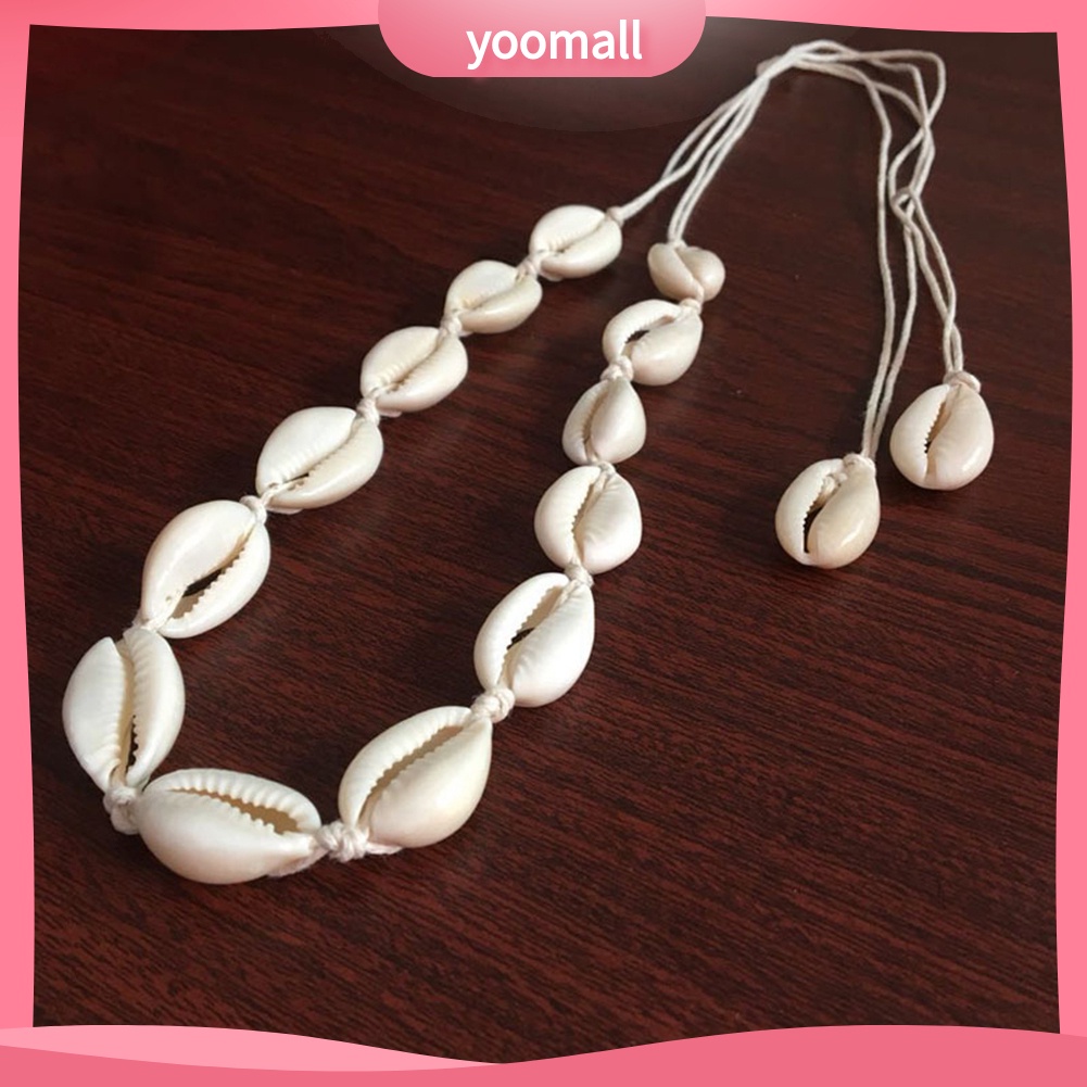 [YM] Vòng Cổ Choker Dệt Tay Mặt Vỏ Sò Biển Hawaii Làm Quà Tặng Cho Nữ