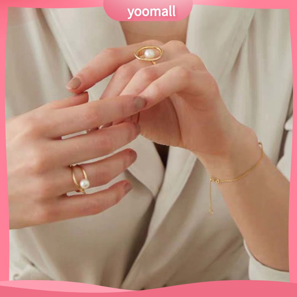 Nhẫn Đính Ngọc Trai Nhân Tạo Thời Trang Dành Cho Nữ