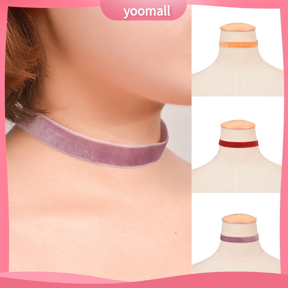 Vòng Cổ Choker Dây Nhung Mềm Màu Trơn Phong Cách Gothic Cho Nữ