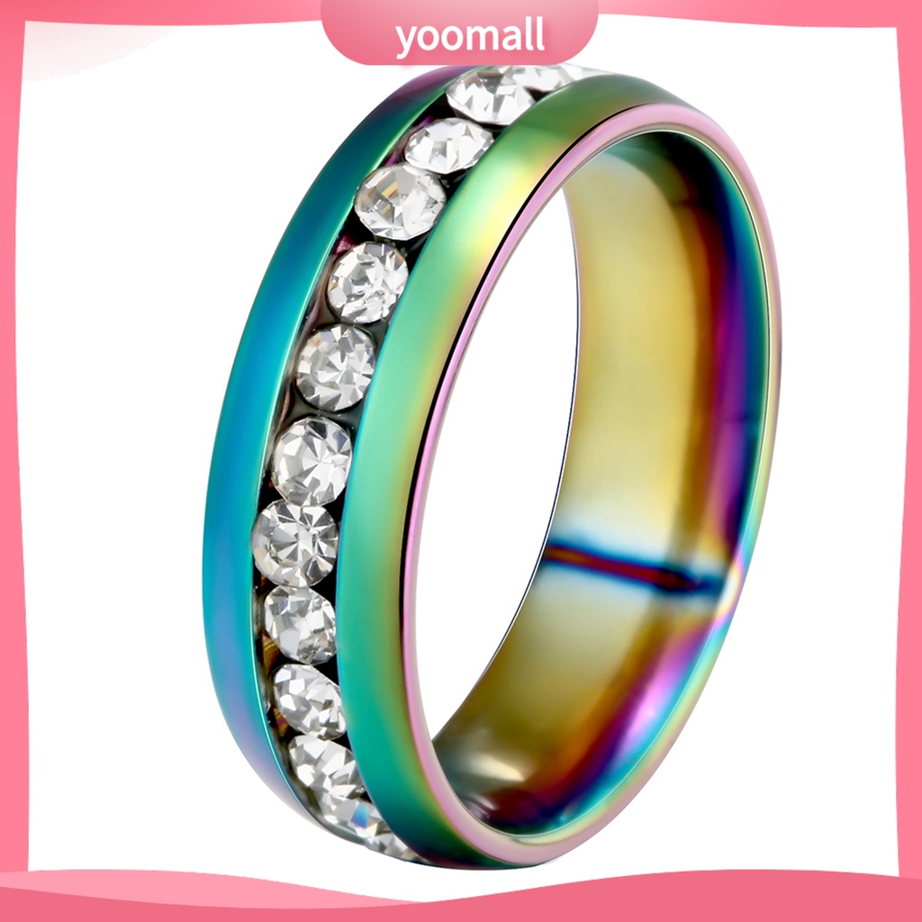 Nhẫn Cưới Chất Liệu Thép Titan Đính Đá Kích Thước 6-13