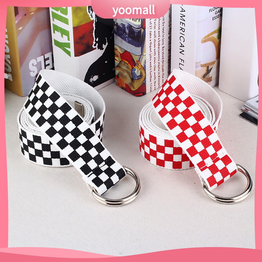 Thắt Lưng Vải Canvas Họa Tiết Kẻ Sọc / Chữ D Thời Trang Cho Nam Và Nữ