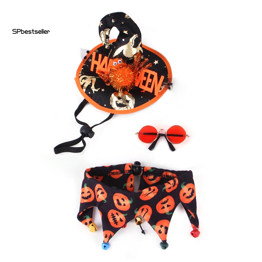 1 Bộ Phụ Kiện Băng Đô Và Yếm Mắt Màu Sắc Tươi Sáng Dùng Để Hóa Trang Halloween Cho Thú Cưng