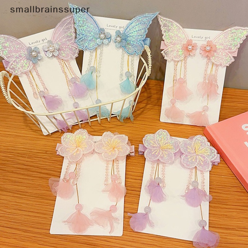 1 Cặp Kẹp Tóc Tua Rua Thêu Hoa Handmade Thời Trang Cho Nữ