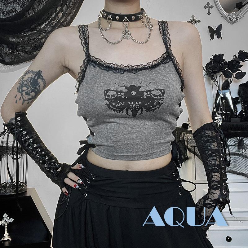 Áo Hai Dây Sát Nách Phối Ren Họa Tiết Bươm Bướm Thời Trang Mùa Hè Cho Nữ