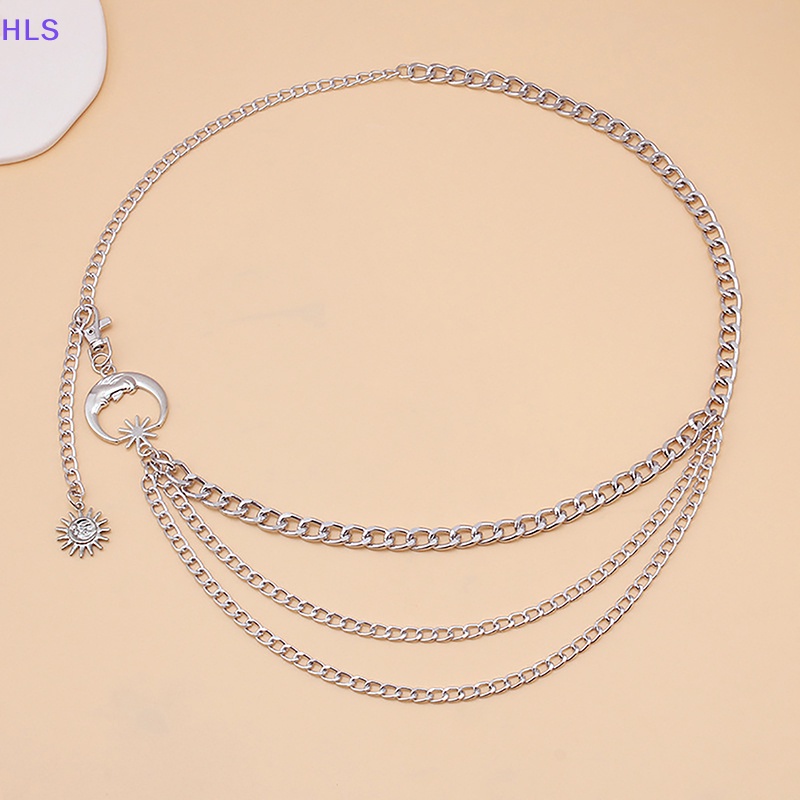 1 Thắt Lưng Dây Xích Hình Trăng Sao Màu Vàng / Bạc Thời Trang Cho Nữ