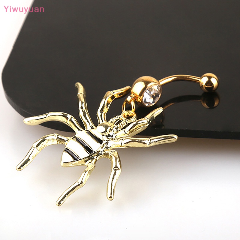 Khuyên Rốn Thép Không Gỉ Hình Nhện Đính Đá Thời Trang Mới