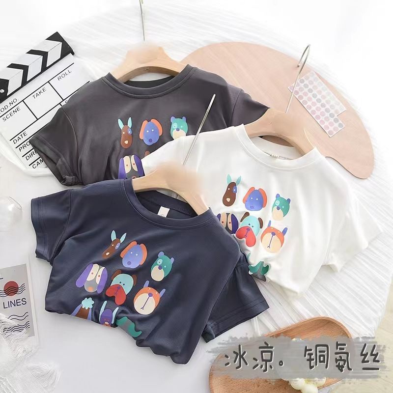 Áo Thun Tay Ngắn Cổ Tròn Dáng Rộng In Họa Tiết Hoạt Hình Thời Trang Mùa Hè Xinh Xắn Cho Bé Gái