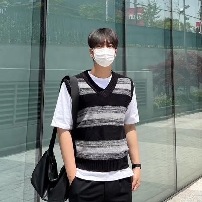 Áo Len Không Tay Cổ Chữ V Thời Trang Hàn Quốc Cho Nam