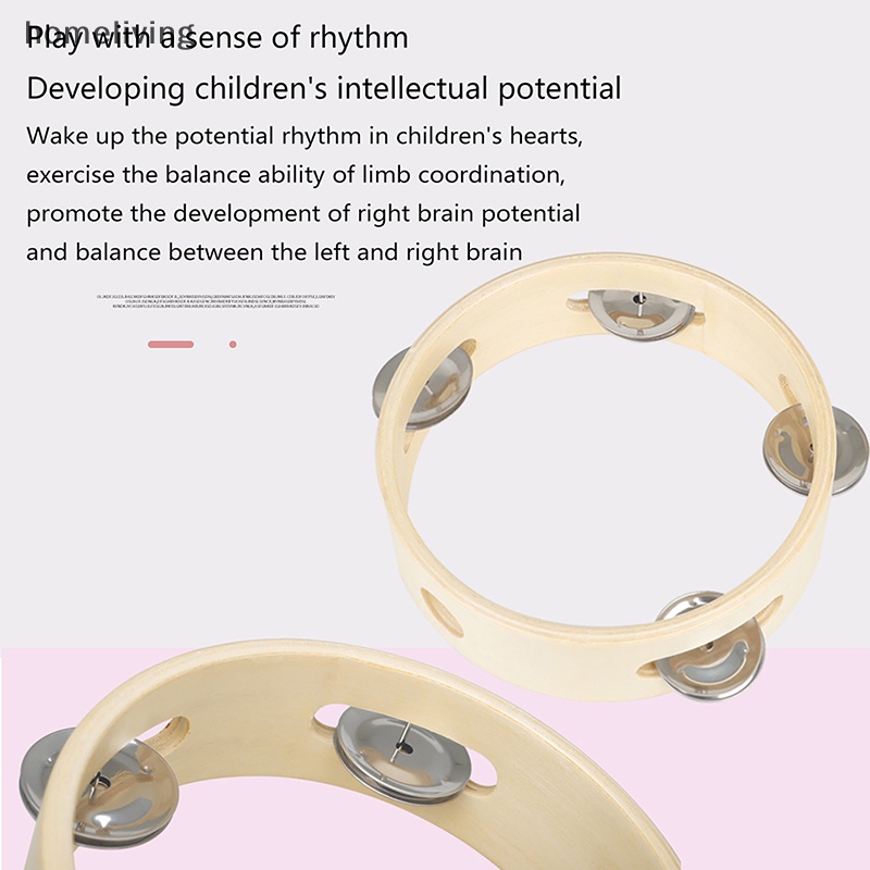 Trống Lục Lạc Cầm Tay Bằng Kim Loại 6 Inch Cho Bé