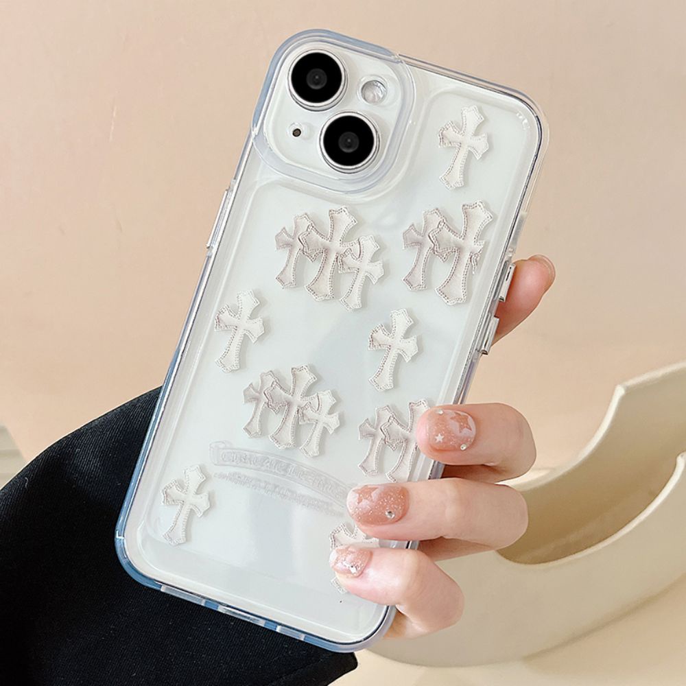 Ốp Điện Thoại TPU Mềm Trong Suốt Chống Sốc In Chữ Thập Thời Trang Cho IPhone 14 13 12 11 Pro Max X XR 8 7 Plus