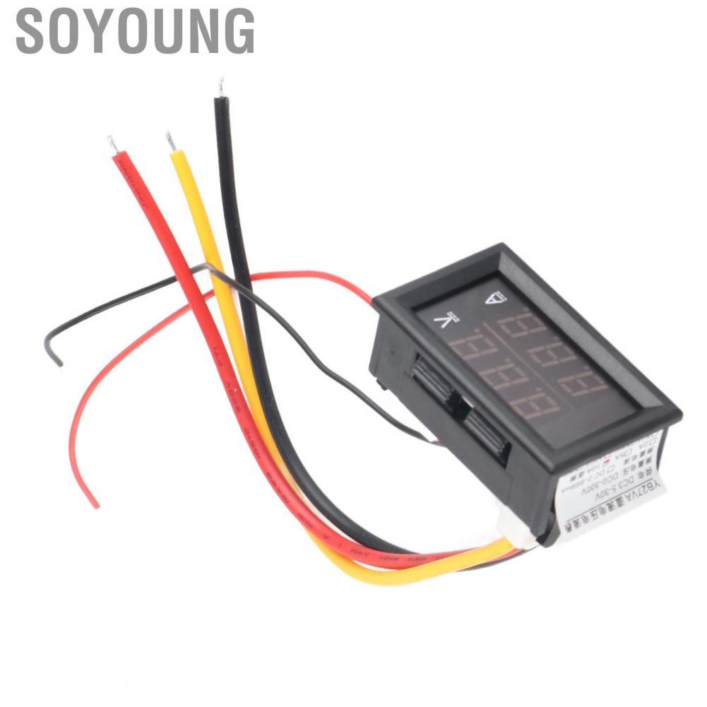 Soyoung Digital Voltage Ammeter Volt Amp Meter DC 0‑300V Range Dual Display  Interference for Vehicle