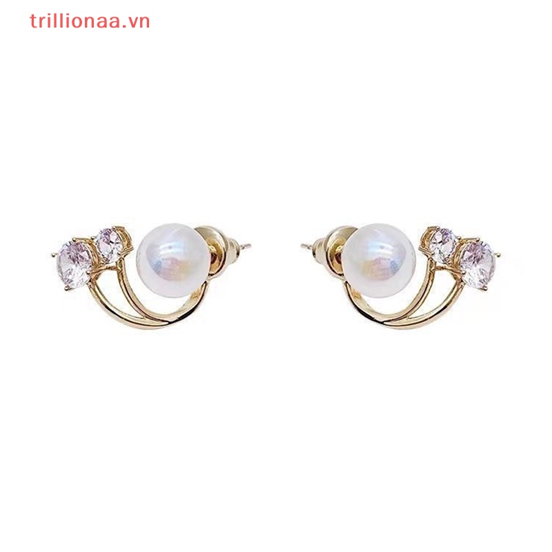 Bông Tai Đính Ngọc Trai Và Đá Zircon Thời Trang Cho Nữ