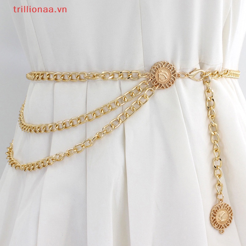 Thắt Lưng Dây Xích Dài Nhiều Lớp Bằng Kim Loại Tùy Chỉnh Thời Trang Cho Nữ