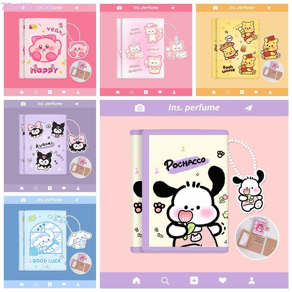 Willisme Kuromi Ví Da PU Ngắn Gấp Ba Hình Động Vật Cinnamoroll Dễ Thương Cho Nữ