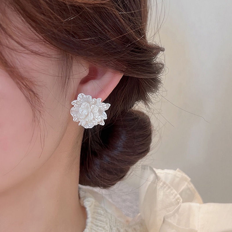 Bông Tai Hình Hoa Trà Trắng Đơn Giản Dễ Thương Phong Cách Nhật Hàn