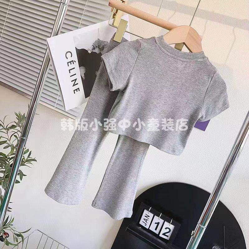 Set Áo Thun Tay Ngắn Và Quần Dài Phong Cách Hàn Quốc Thời Trang Mùa Hè Mới 2023 Dành Cho Bé Gái
