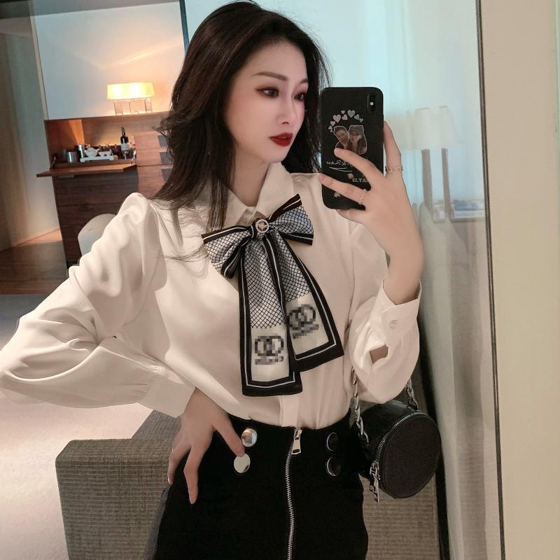 Áo Sơ Mi Dài Tay Thắt Nơ Phong Cách Pháp Cho Nữ