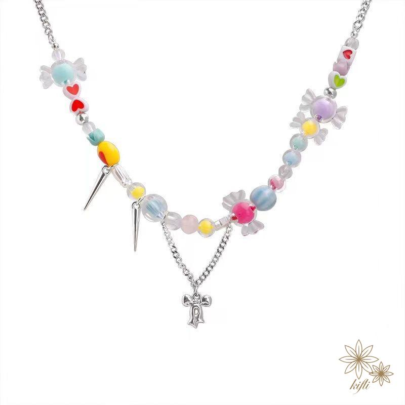 Vòng cổ / Vòng Tay Y2K Phối Nơ Tua Rua Màu Sắc Ngọt Ngào Phong Cách Hàn Quốc Thời Trang Mùa Hè Cho Nữ