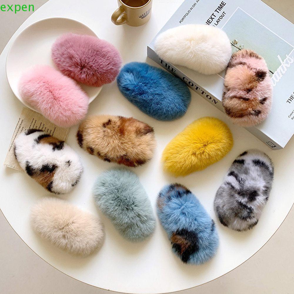 EXPEN Kẹp Tóc Đuôi Ngựa Bằng Lông Giả Màu Trơn Ngọt Ngào