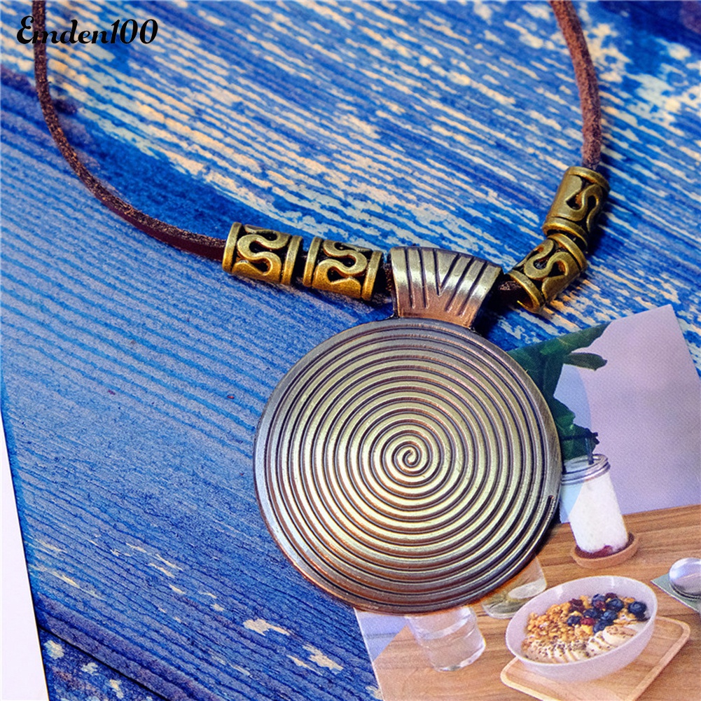 Vòng cổ Giả Da Mặt Tròn Phong Cách Vintage Thời Trang