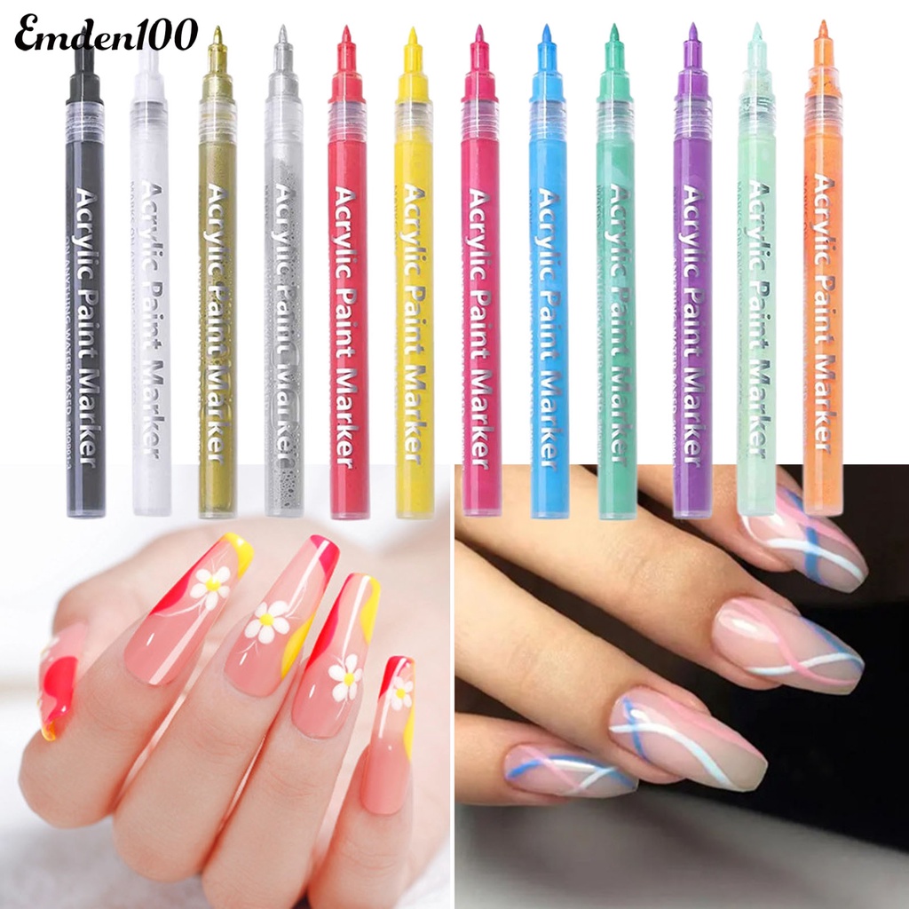 Bút Vẽ Móng Nghệ Thuật Nhanh Khô Chống Thấm Nước Họa Tiết Hoa Trang Trí Cho Salon