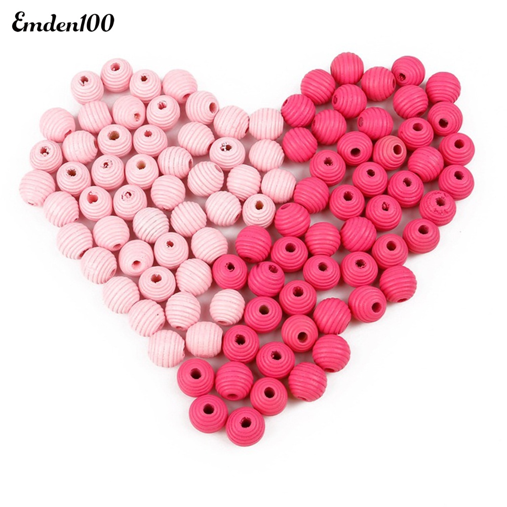 Bộ 50 Hạt Gỗ Xâu Chuỗi 14mm Tự Làm Trang Sức Tiện Lợi