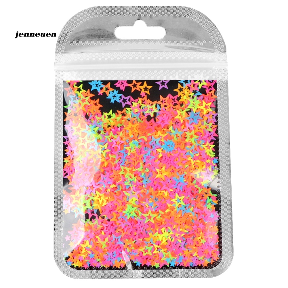 Phụ Kiện Trang Trí Móng Tay Hình Ngôi Sao Năm Cánh Màu Sắc Huỳnh Quang